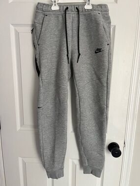 Nike tech Light Gray Mens Joggers with Black Accents